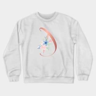 Letter D Rose Gold and Watercolor Blush Pink and Navy Crewneck Sweatshirt